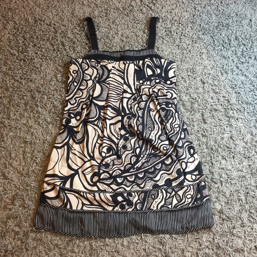 BCBG mini dress with bold and striped patterning